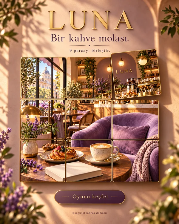 LUNA · Bir kahve molası — kurgusal marka oyun tasarımı